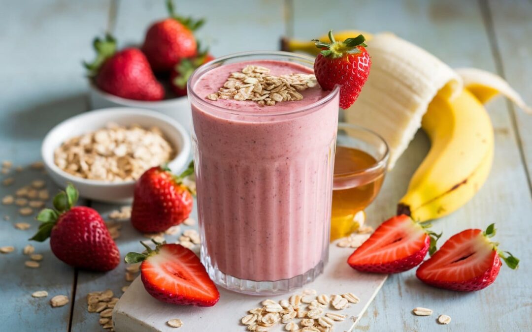 Receta de Smoothie de fresa, plátano y avena