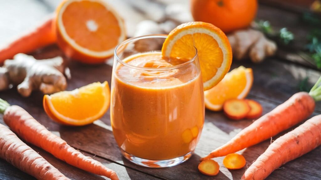 Batido de zanahoria, naranja y jengibre