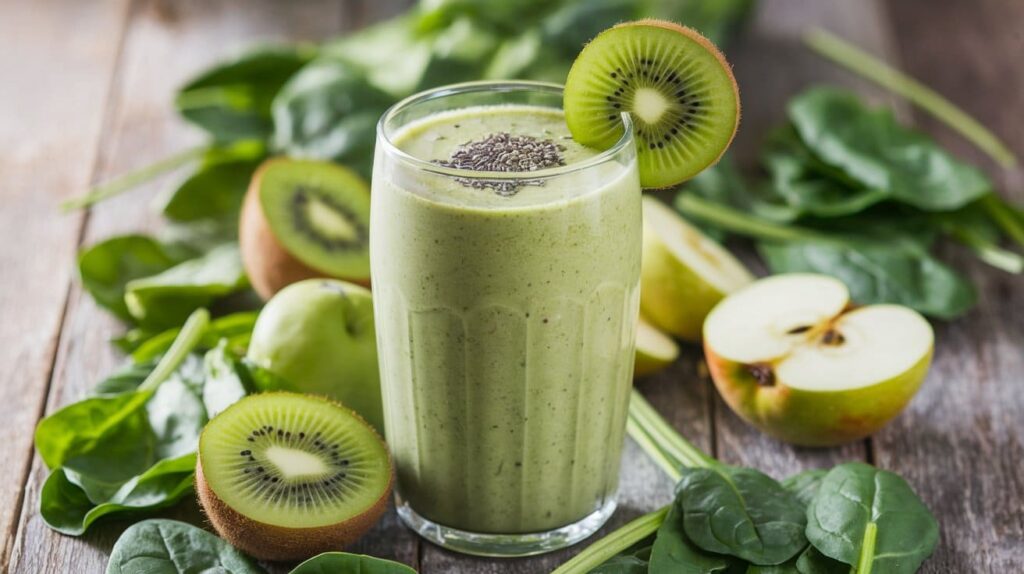 Batido verde de espinacas, kiwi y manzana