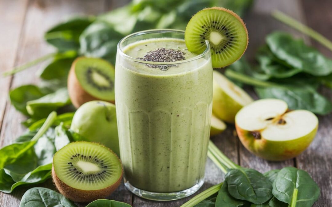 Batido verde de espinacas, kiwi y manzana