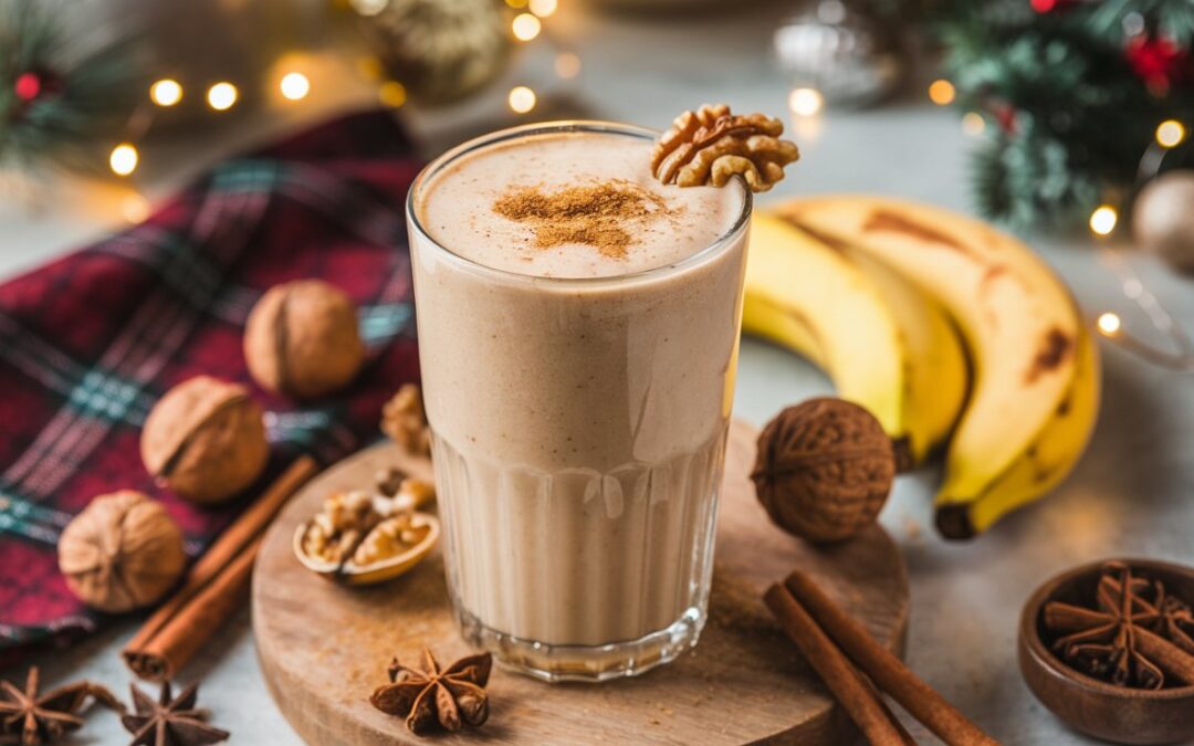 Receta para batido navideño de plátano, nuez y especias